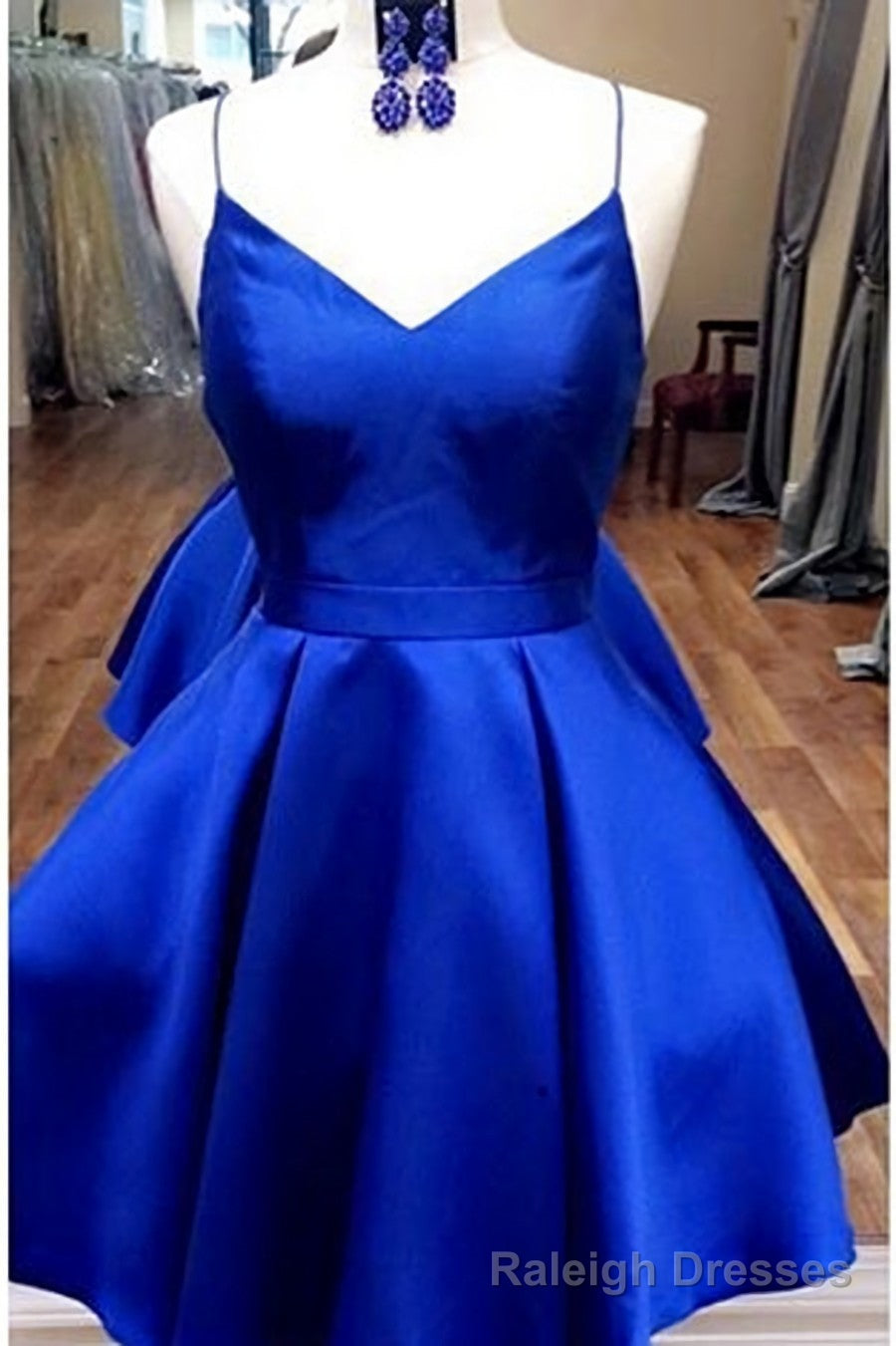 Royal Blue Straps Short Homecoming Dress with Ribbon,Graduation Dresses Secondary image