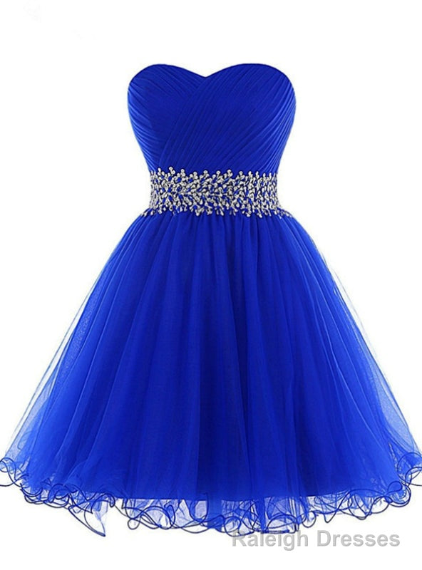 Royal Blue Sweetheart Pleats Beading Sequins Homecoming Dress