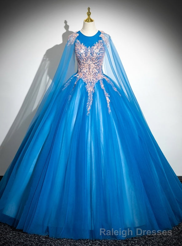 Royal Blue Tulle Backless Appliques Quinceanera Dress Main image