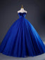 Royal Blue Tulle Velvet Sweetheart Beading Quinceanera Dress