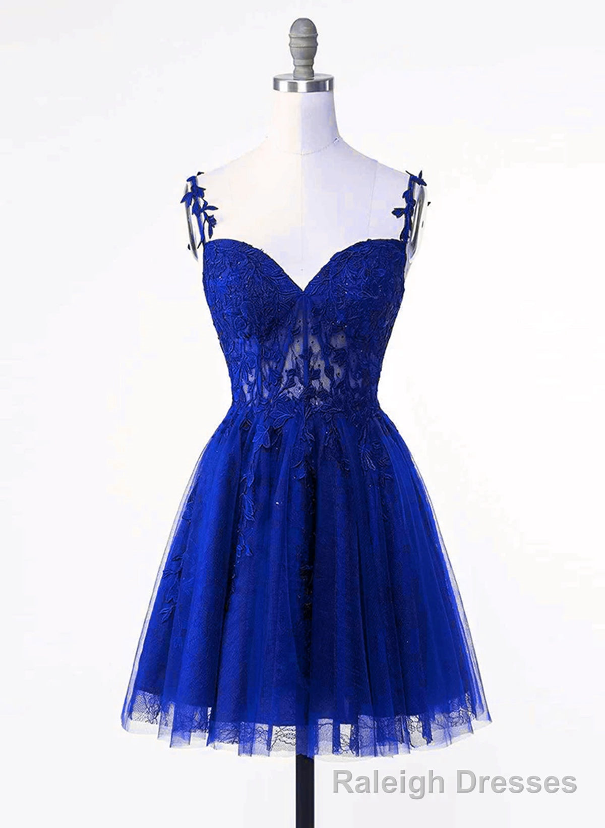 Royal Blue Tulle with Lace Applique Short Formal Dress, Royal Blue Homecoming Dress Main image