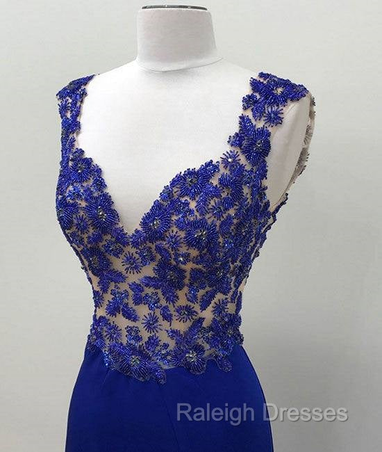 Royal Blue V Neck Mermaid Long Prom Dress, Blue Formal Dress Secondary image