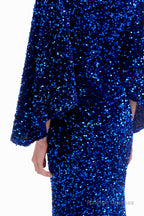 V-Neck Sequins Mermaid Prom Dresses with Sleeves