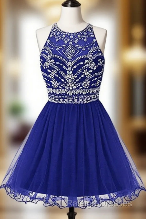 Royal Bule Tulle Homecoming Dresses  Short Prom Gowns