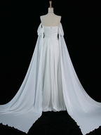 Royal Purple A-Line Off Shoulder Satin Prom Dresses Long Prom Dresses