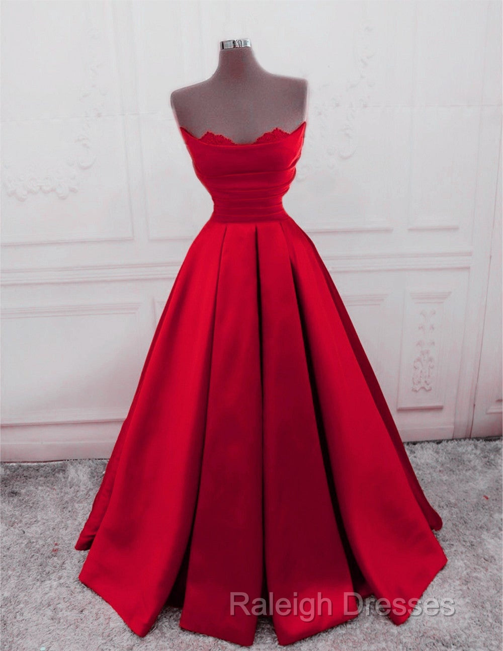 Ruched Satin Strapless Ball Gown Floor Length Dresses Secondary image