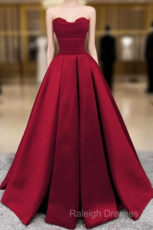 Ruched Satin Strapless Ball Gown Floor Length Dresses Main image