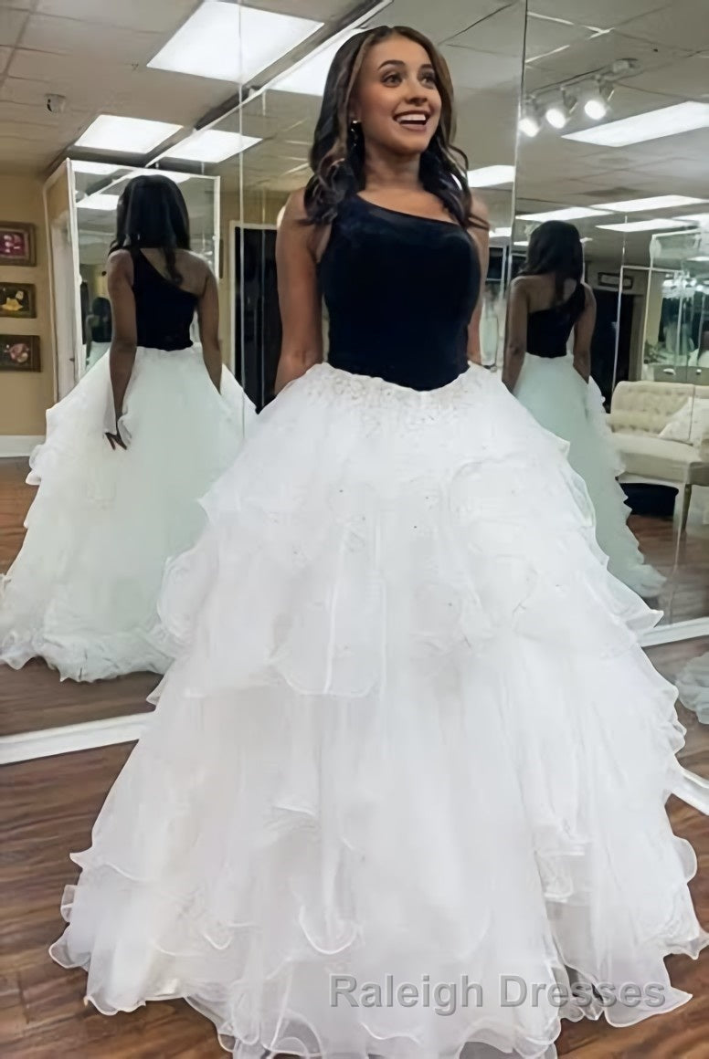 Ruffle One Shoulder Royal Blue Velvet Top Long Formal Dress Secondary image