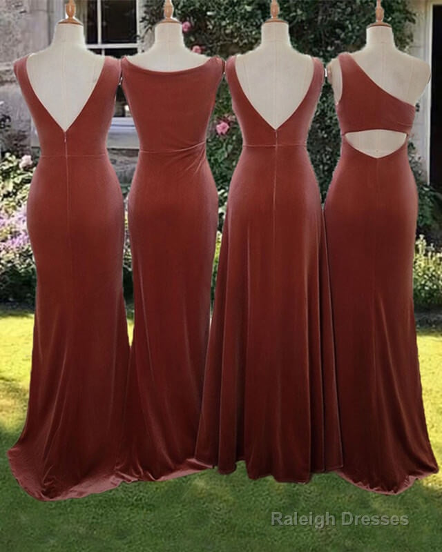 Rust Velvet Bridesmaid Dress Mismatched