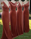 Rust Velvet Bridesmaid Dress Mismatched