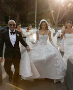 Rustic Wedding Dresses Ball Gowns Square Neck White Lace Tulle Long Wedding Dress Summer Brides Dresses Bridal Gown