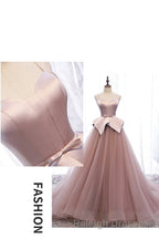 Pink Spaghetti Straps Tulle Long Prom Dresses Unique Long Wedding Dess