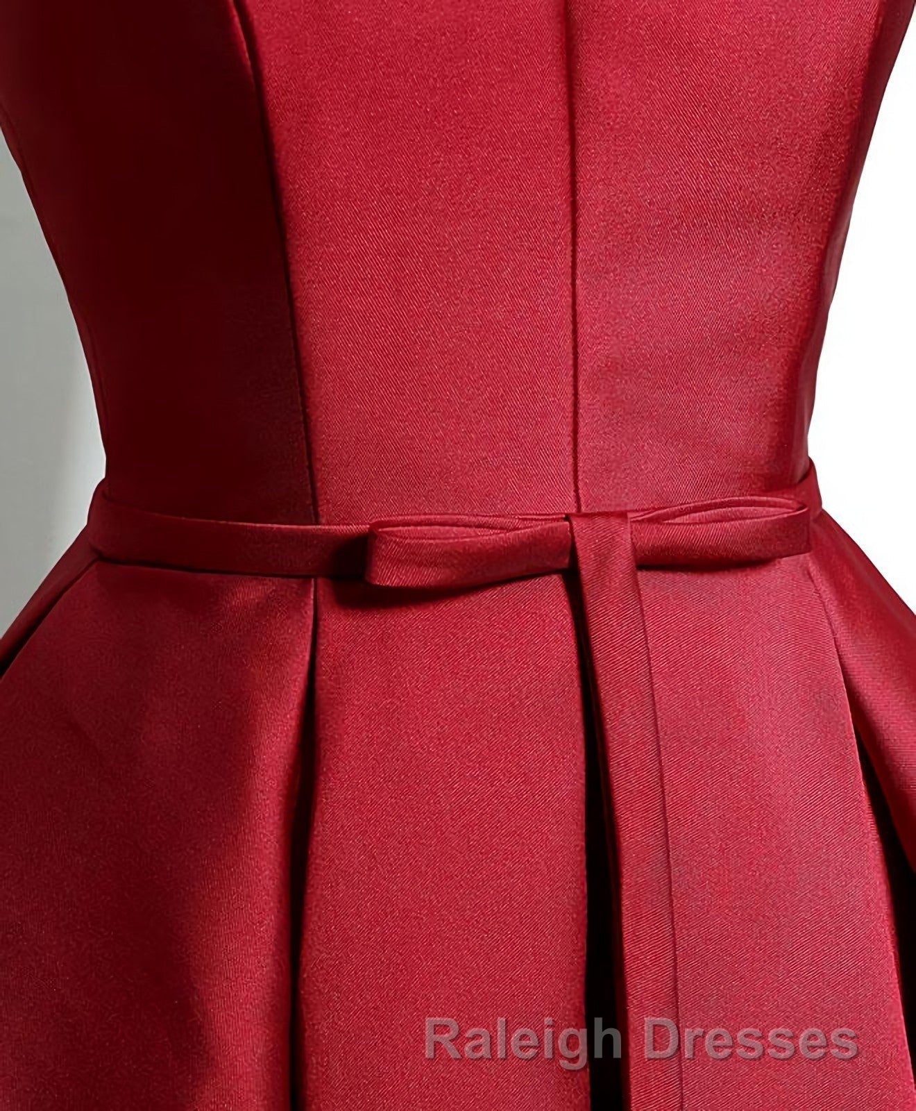 Simple Burgundy Satin V Neck Short Prom Dress, Evening Dress Secondary image