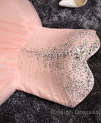 Pink A Line Sweetheart Neck Short Prom Dress, Homecoming Dresses