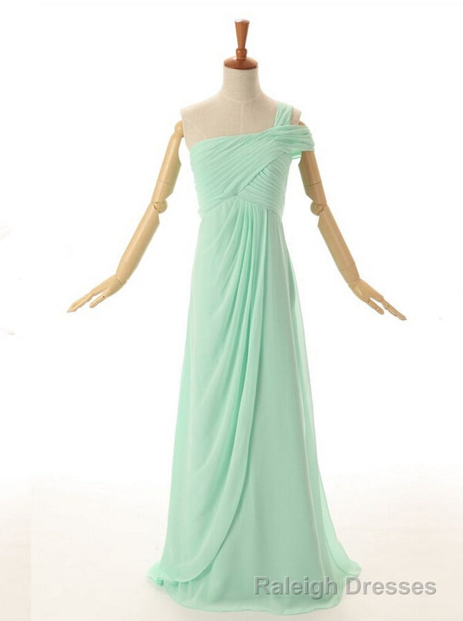 A Line One Shoulder Floor Length Mint Green Bridesmaid Dress Secondary image