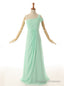 A Line One Shoulder Floor Length Mint Green Bridesmaid Dress