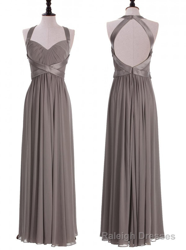 Elegant Halter A-Line Floor Length Grey Bridesmaid Dress Main image