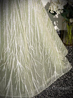 Sage A-Line Off The Shoulder Glittering Tulle Sequins Long Prom Dress Sweet 16 Dress