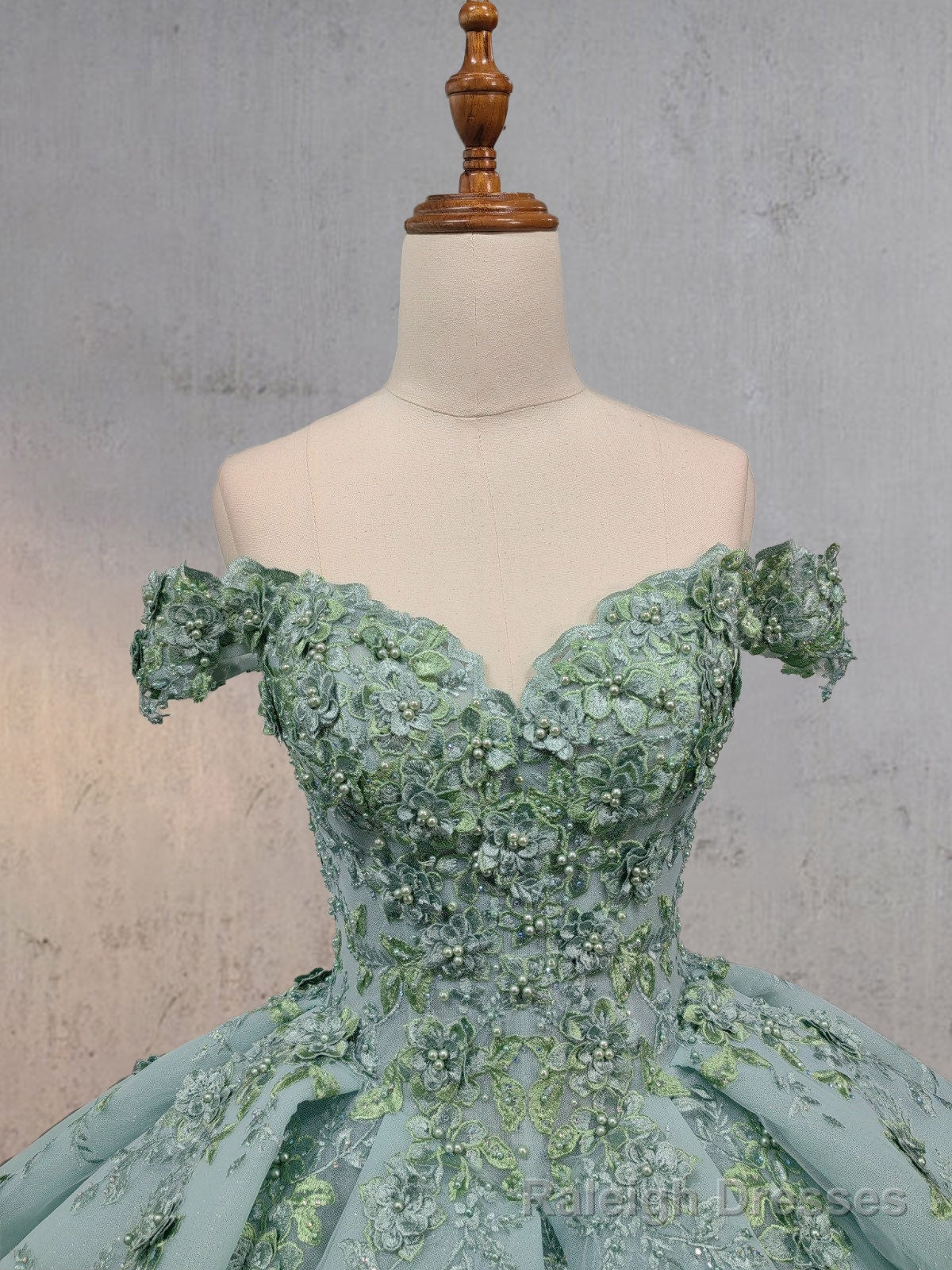 Sage Green Ball-Gown Off-the-Shoulder Quinceanera Dresses