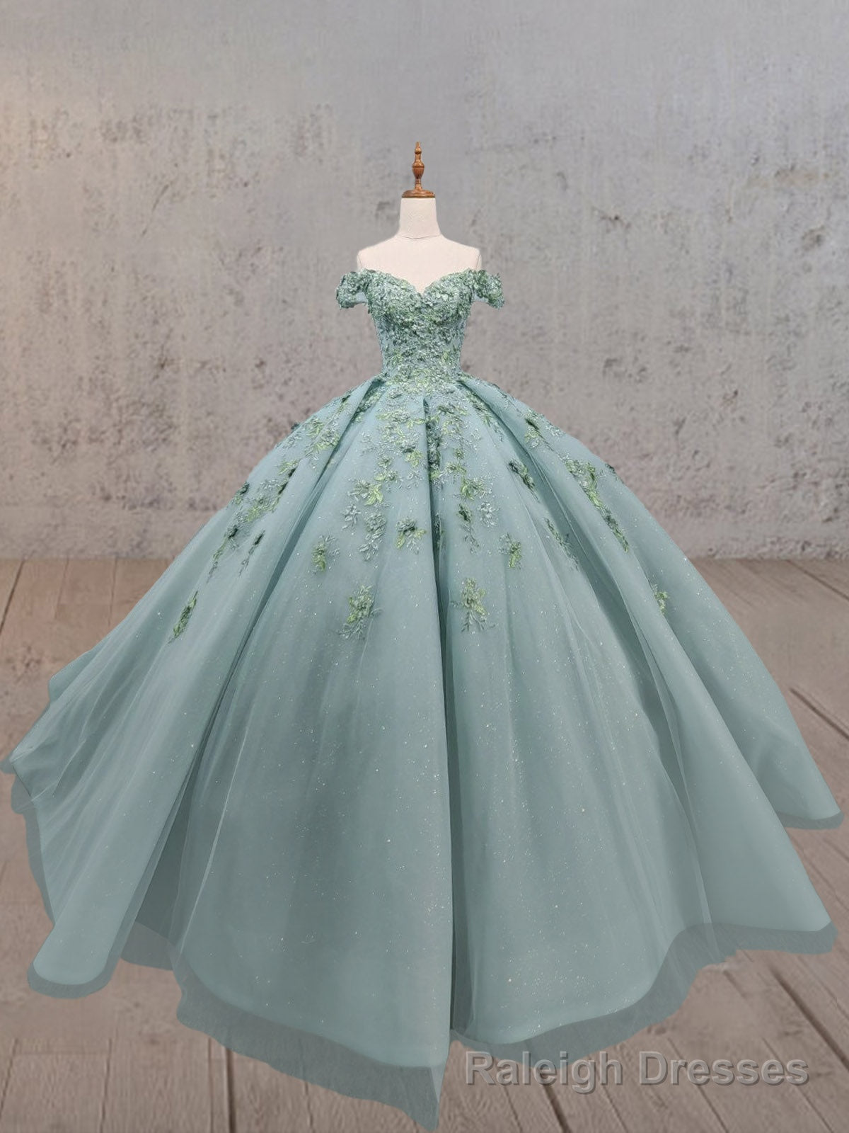 Sage Green Ball-Gown Off-the-Shoulder Quinceanera Dresses Main image