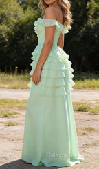 Sage Green Bridesmaid Dresses Corset Ruffled Long Bridesmaid Dresses