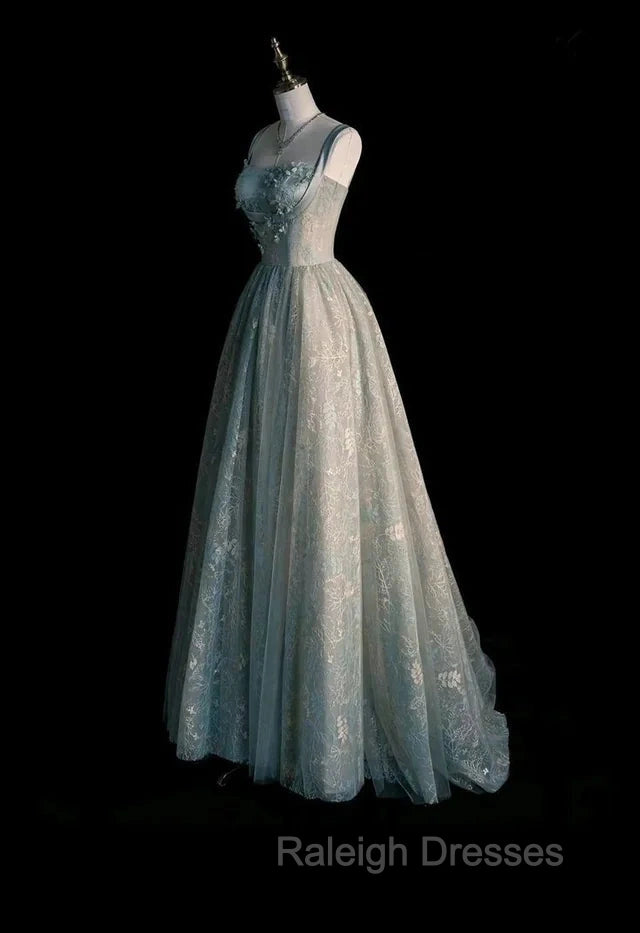 Sage Green Prom Dress A line Tulle Long Prom Dress