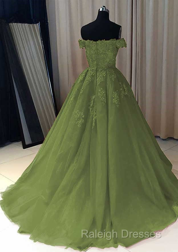 Sage Green Quinceanera Dress Off The Shoulder Lace Beaded Prom Gowns Secondary image