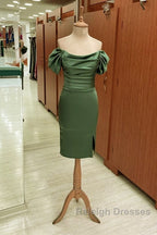 Sage Green Satin Ruched Midid Satin Dress