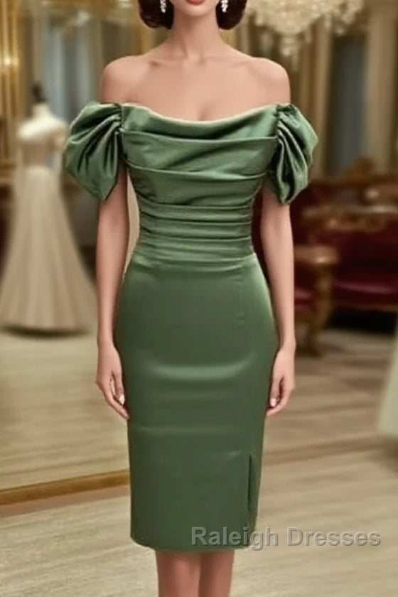 Sage Green Satin Ruched Midid Satin Dress Main image
