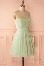 Sage Green Strapless A-Line Short Party Dress Homecoming Dress
