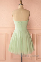 Sage Green Strapless A-Line Short Party Dress Homecoming Dress