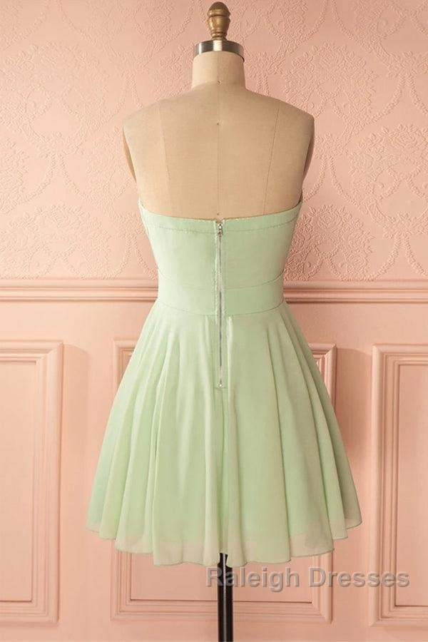 Sage Green Strapless A-Line Short Party Dress Homecoming Dress