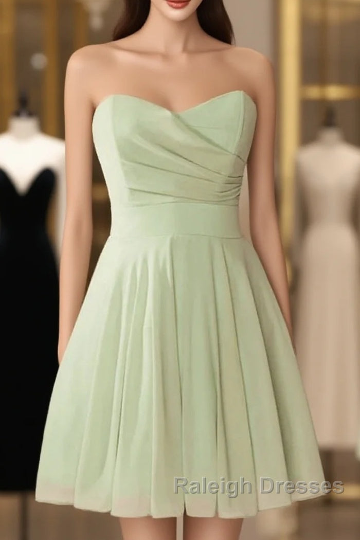Sage Green Strapless A-Line Short Party Dress Homecoming Dress Main image