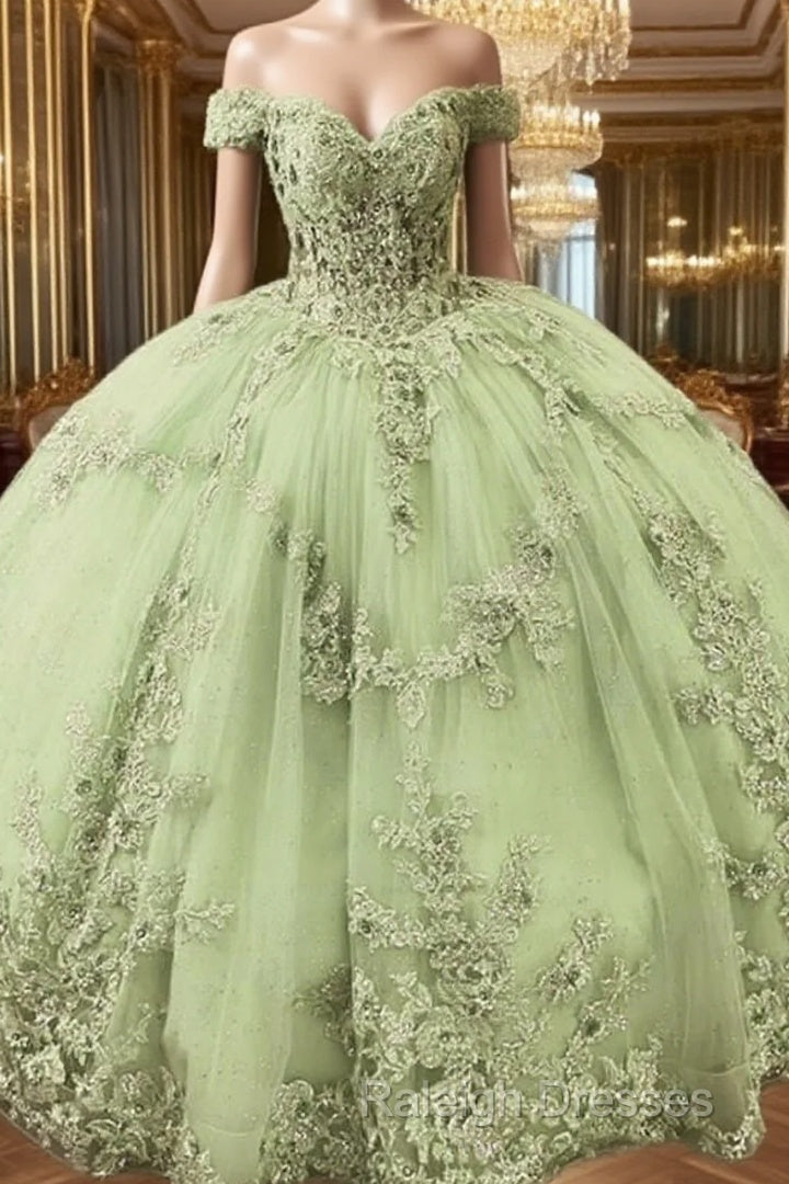 Sage Lace Off Shoulder 15 Ball Gown Dress Main image