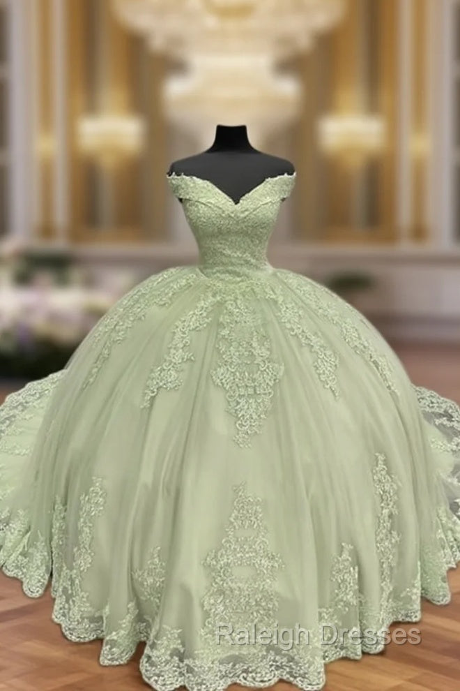 Sage Lace Off Shoulder Quinceanera Dress Main image