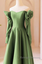 Sage Satin Bow Sleeves Corset Top Dress