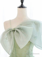 Sage Tulle Long Prom Dresses, Sage Tulle Long Formal Homecoming Dresses