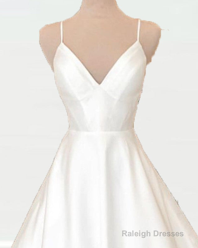 Satin A-Line Wedding Dress V Neck Secondary image