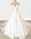 Satin A-Line Wedding Dress V Neck