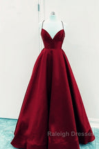 Satin Empire Prom Dresses Lace Up Back