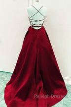 Satin Empire Prom Dresses Lace Up Back