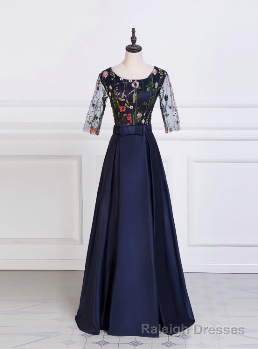 Satin Prom Dresses A-Line Party Prom Dresses Embroidery Prom Dresses Main image