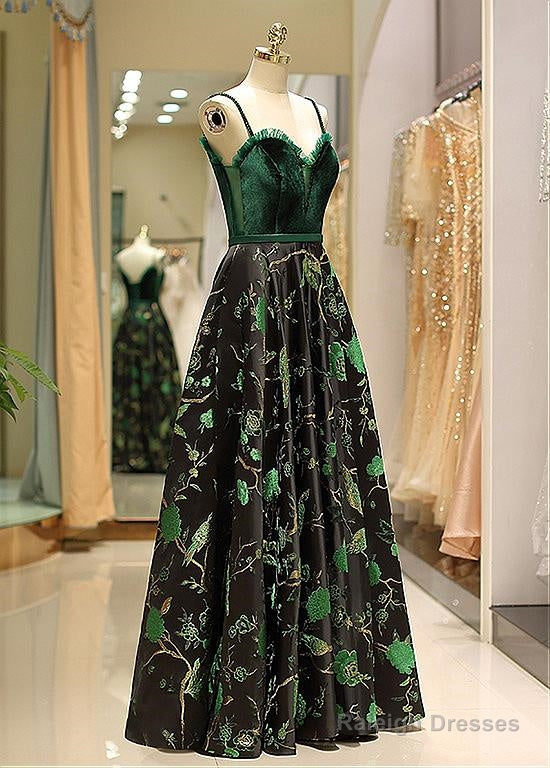 Satin Spaghetti Straps  Fleece & Embroidery Evening Dress Secondary image