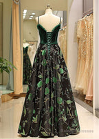 Satin Spaghetti Straps  Fleece & Embroidery Evening Dress