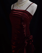 Satin Chic Style High Low Straps Party Dress, High Low Prom Dress Evening Dress