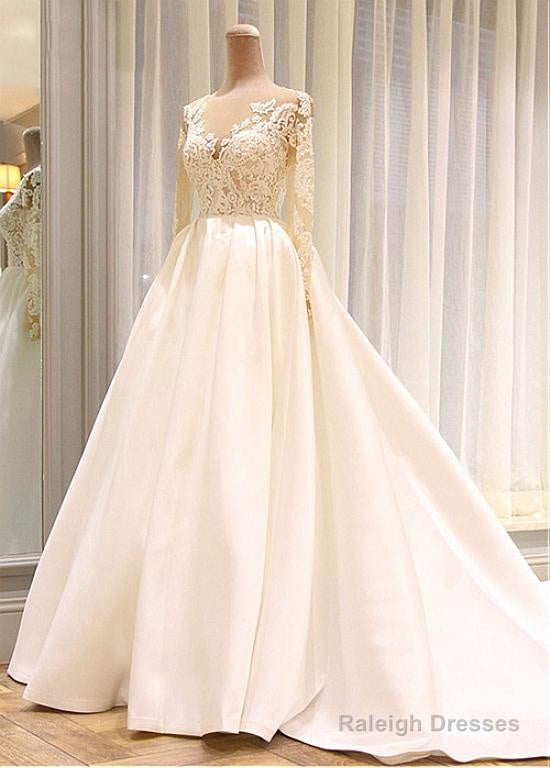 Satin Wedding Dress With Sleeves, Dresses For Wedding, Bridal Gown ,Bride Dress, Dresses For Brides Main image