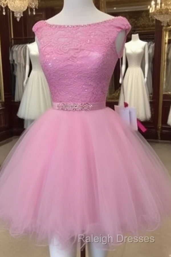 Scoop Neck Dress Short Graduation Gown Short Homecoming Dress Lace Main image