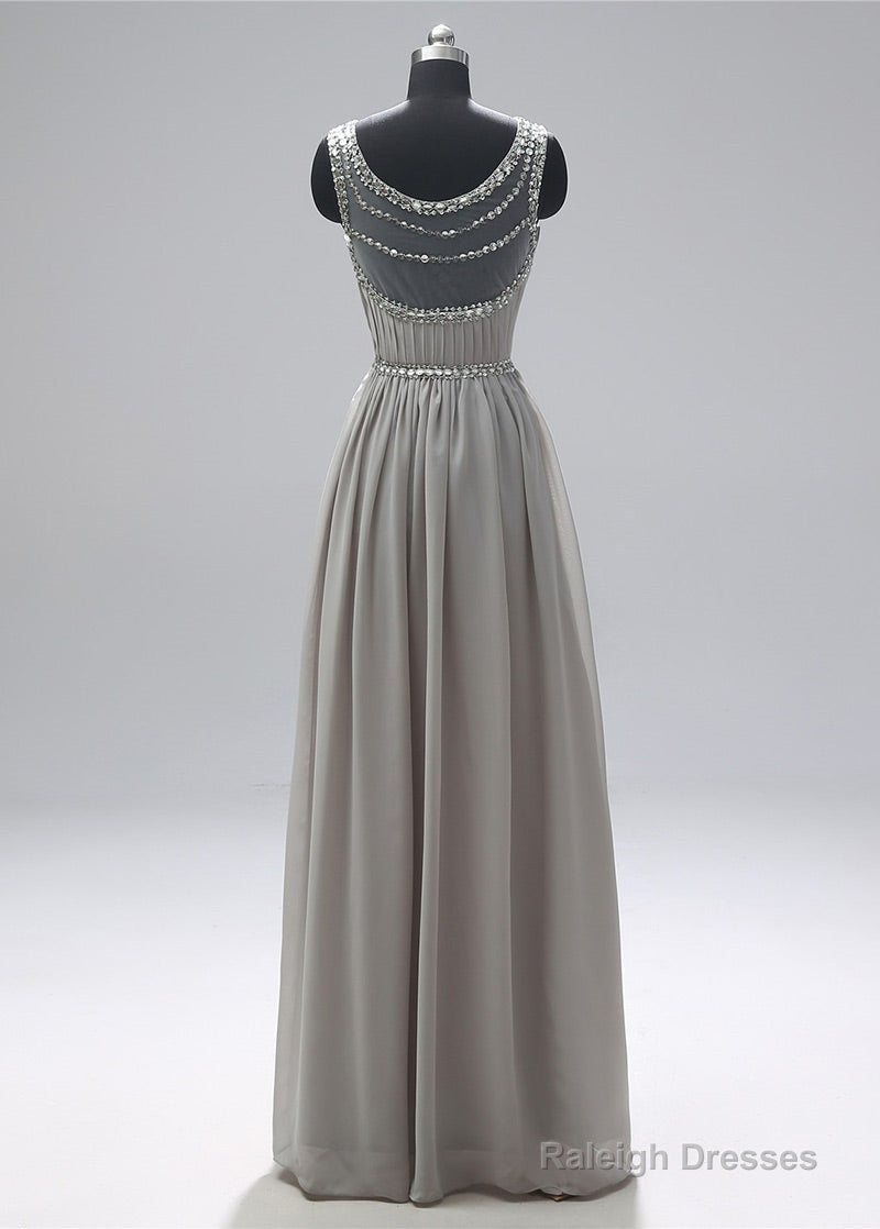 Scoop Neck Sleeveless Beading Prom Dress