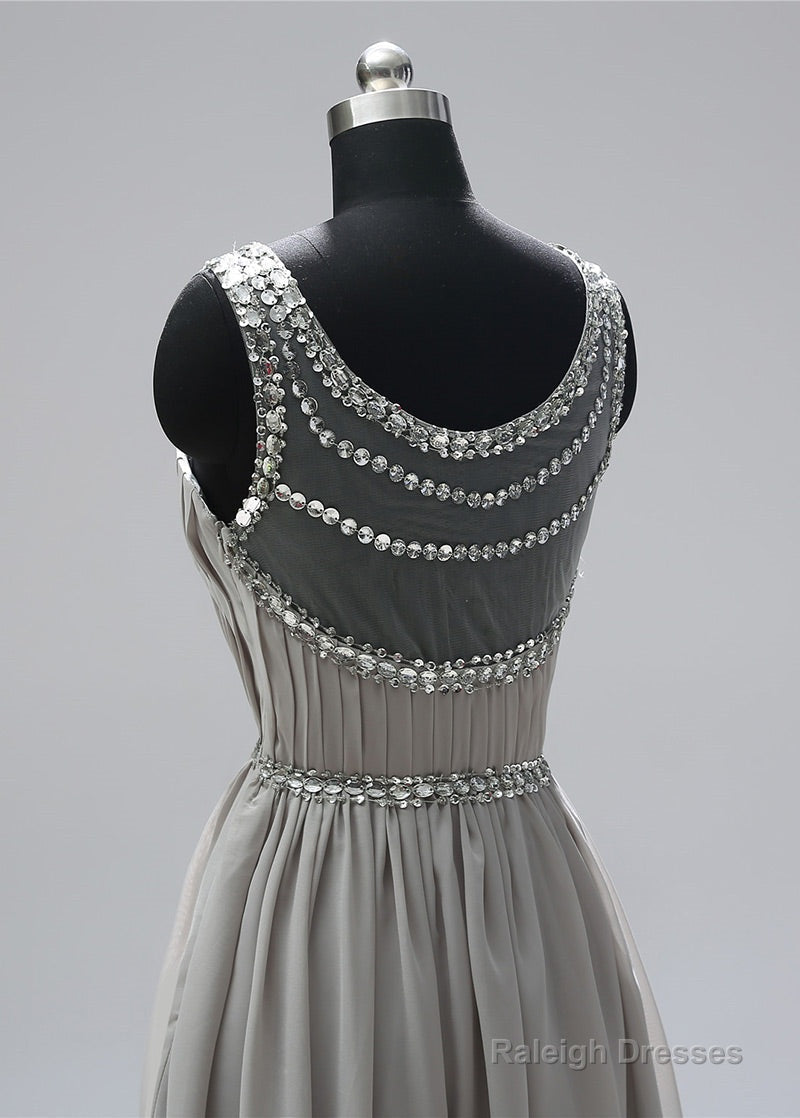 Scoop Neck Sleeveless Beading Prom Dress