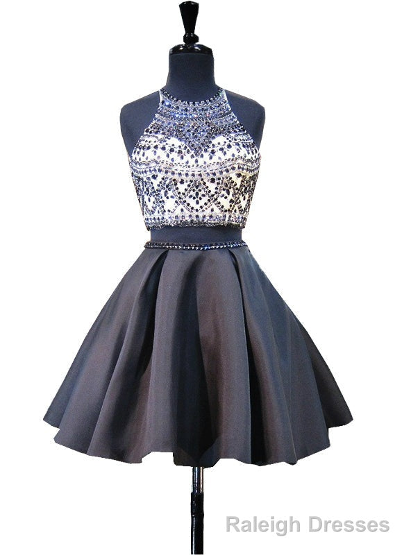 Scoop Neckline Beaded Backless Black Short Homecoming Dress Main image